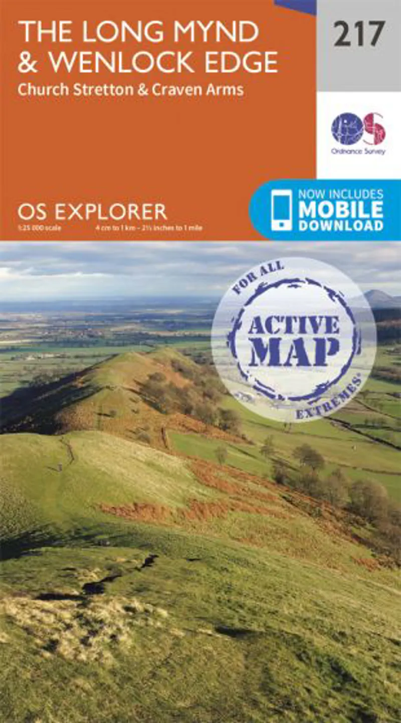 OS 217 Active Map THE LONG MYND and WENLOCK EDGE
